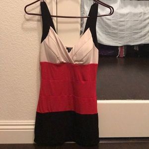 Red, white, & black mini dress